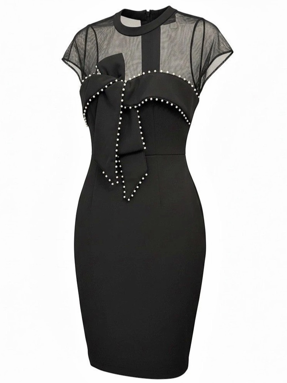 JS Collections Black Beaded Bow Mini Dress Size 2